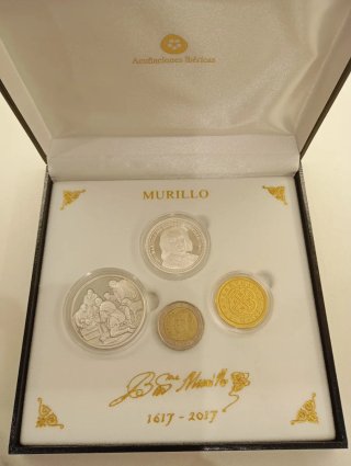Monedas de Plata y baño Oro Murillo 4º Centenario