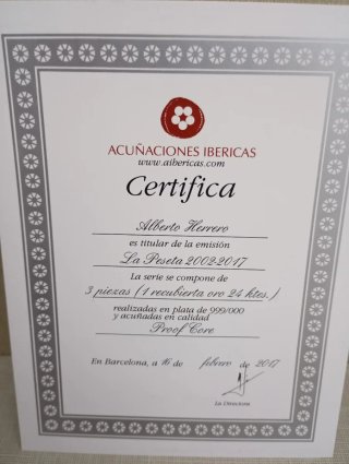 Monedas La Peseta Plata y Baño Oro Certificado