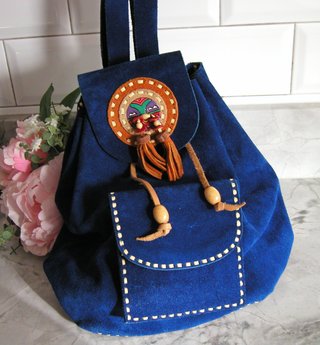 Mochila artesanal vintage boho chic piel década 90