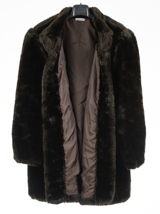 Abrigo Piel Sintética Marrón Oscuro Drape Coti T44
