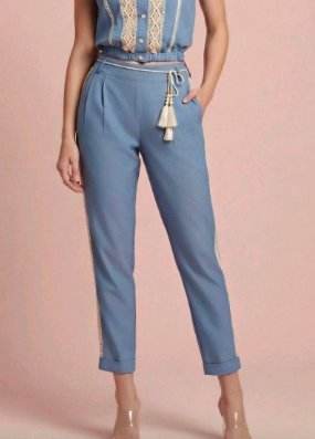 Pantalón azul fino boho NUEVO de Carher - Talla XS