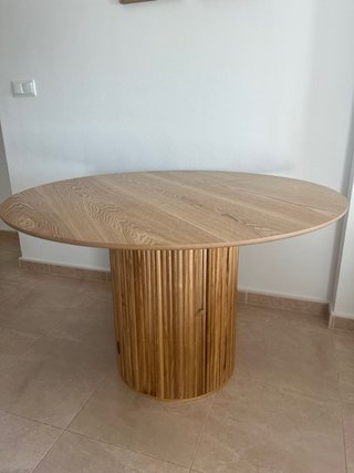 Mesa comedor redonda 120cm con almacenaje