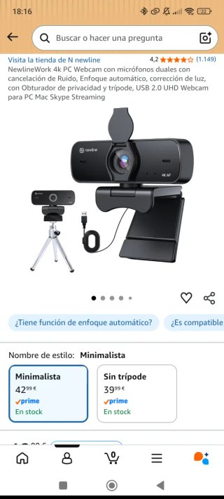 Webcam 4K NewlineWork con Micrófonos