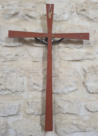 CRUCIFIJO ANTIGUO DE MADERA Y BRONCE