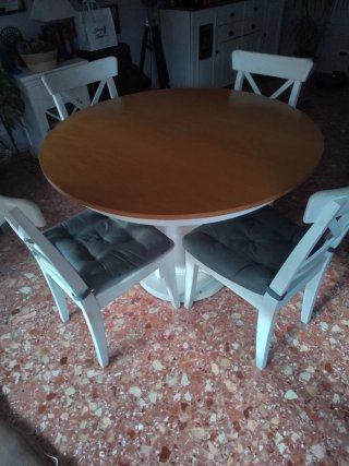 Mesa de Comedor Redonda de Madera de 1,10 cm