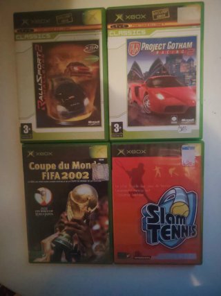 4 Juegos Xbox (Rallisport, PGR2, FIFA, Slam)
