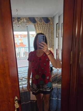 Vestido Rojo Estampado globos Talla M