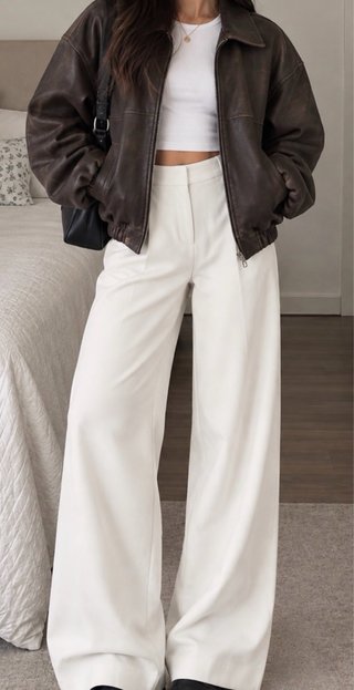 Pantalón Wide Leg Blanco con Pinzas nuevos