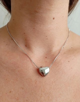 Colgante Corazón de Acero Baño de Plata