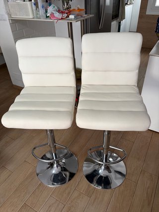 Juego de 2 Sillas Altas Cocina Piel Sintética
