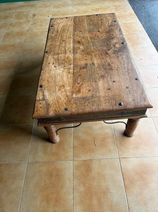 Mesa de centro madera maciza rústica