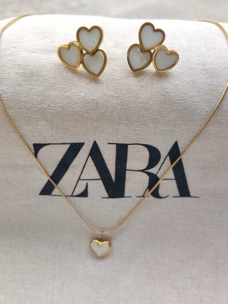 Conjunto Zara Corazón Acero Inox