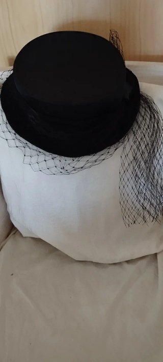 Sombrero de cóctel negro con velo NUEVO