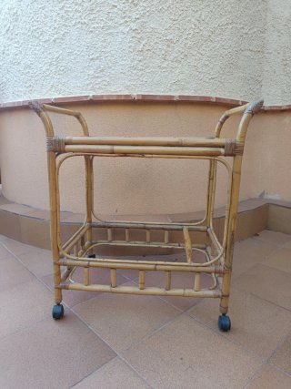 Carrito Camarera de Bambú con Ruedas vintage