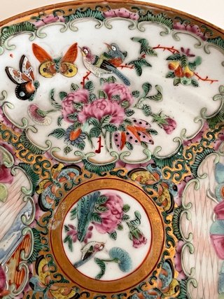 Plato Cantonés Antiguo Decorado