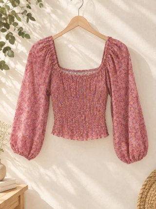 Crop Top Estampado Rosa y Naranja