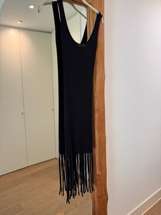 Vestido Pinko Negro con Flecos