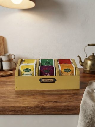 Porta tisane e tè in legno stile rustico