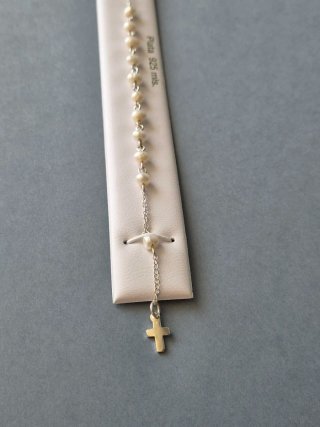 Pulsera Plata de ley 925 con Cruz y Perlas