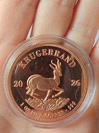 2 Monedas Krugerrand Cobre Puro 1oz Sudáfrica.
