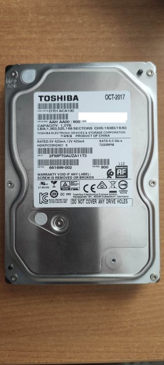 Disco duro Toshiba 1 TB 3,5" 7200 RPM – SMART sano
