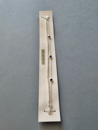Pulsera Plata de ley con abalorios azules