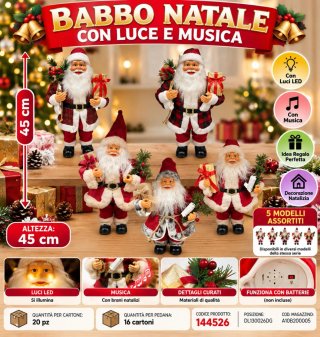 Babbo Natale con Luci e Musica 45cm