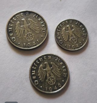 Trío monedas originales nazis