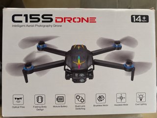 Dron C15S con cámara HD doble, brushless y funda