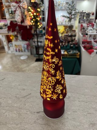 Punta Albero Natale Hervit Rosso Oro Vetro