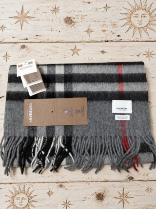 Bufanda Burberry Lana Gris Negro