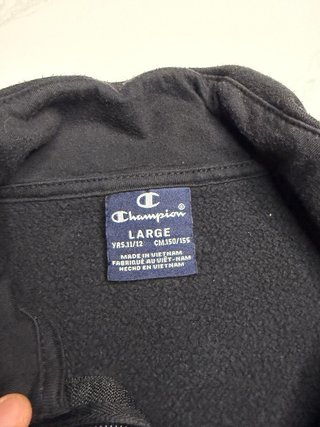 Sudadera Champion Negra Full Zip Y2K talla L niño