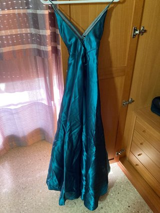 Vestido de fiesta o evento color verde azulado