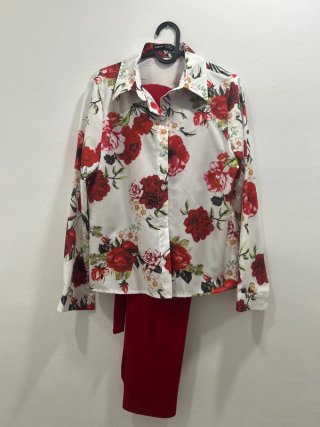 Conjunto Shein Camisa Floral y Pantalón