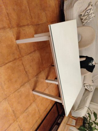 Mesa Camilla Blanca con Cristal