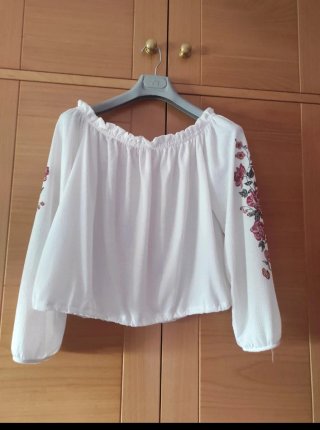 Blusa hombros descubiertos bordada