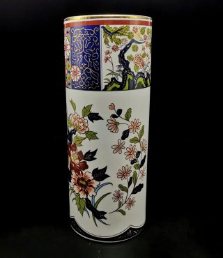 Jarrón Cilíndrico Porcelana Estilo Imari