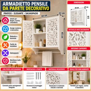 Mobiletto Pensile Decorativo Bianco