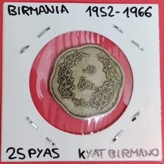 BIRMANIA MONEDA DE 25 PYAS DEL AÑO 1952 IRREGULAR