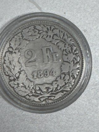 Moneda Franco Suizo 2 Fr. 1894
