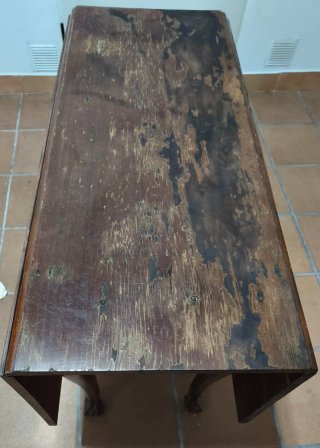 Mesa Auxiliar Antigua de Madera de caoba