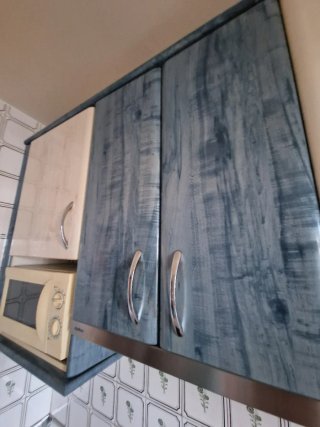 Muebles de Cocina en Azul y Beige