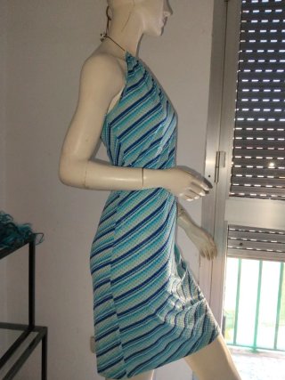 Vestido de fiesta rayas azules