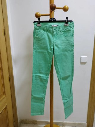 Pantalón vaquero mujer verde menta