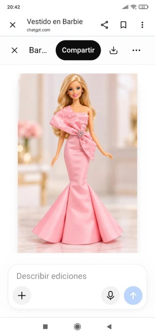 Vestido Rosa para Muñeca Tipo Barbie