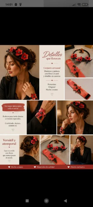 Conjunto de Diadema y Pulsera de Piel