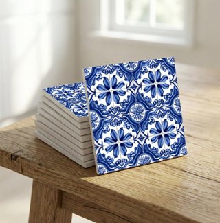 pack 6 azulejos 10x10 cm diseño Oporto azul