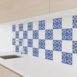 pack 6 azulejos 10x10 cm diseño Oporto azul