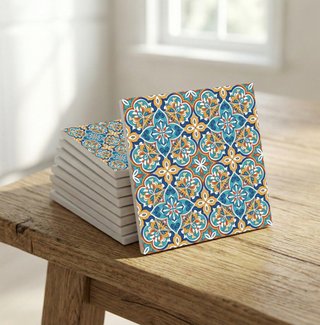 pack 6 azulejos botánicos 10x10 cm cerámica