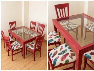 Mesa de Comedor de Cristal y 6 Sillas